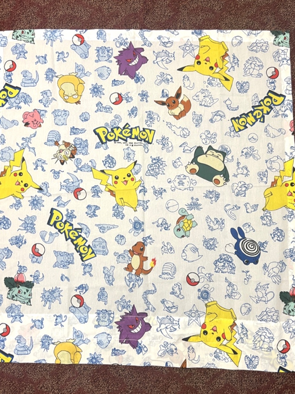 Vintage 1998 Nintendo Pokémon Rod Pocket Curtain Panel Fabric Deadstock